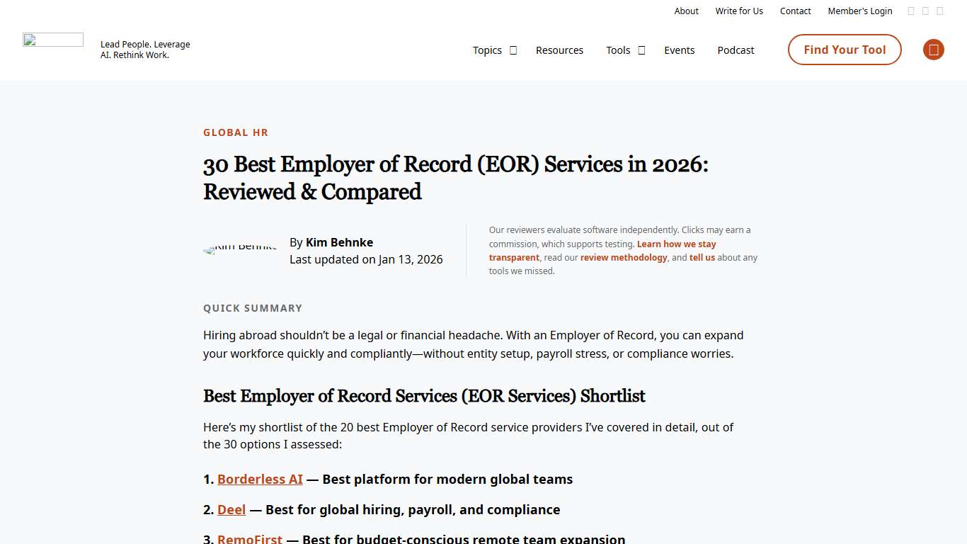 30 Best Employer of Record (EOR) Services in 2026: Reviewed & Compared